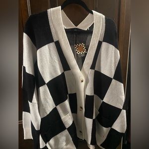 NWT Dressed in LALA oversized checkered knit cardigan